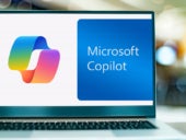 Laptop computer displaying logo of Microsoft 365 Copilot.