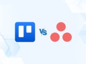 Versus graphic featuring the logos of Trello and Asana.